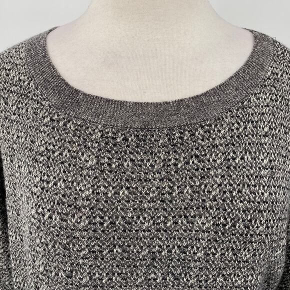 Theory Scoop Neck Knit Sweater Wool Baby Alpaca Silk Blend Gray Black Womens M - Picture 3 of 9